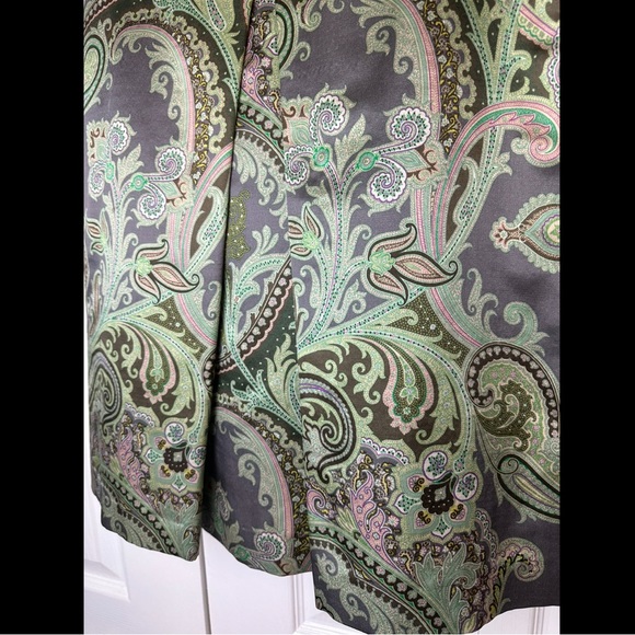 ETRO Italy Paisley Skirt Wool Silk Gray Green Purple designer Italian A-Line - Picture 3 of 13